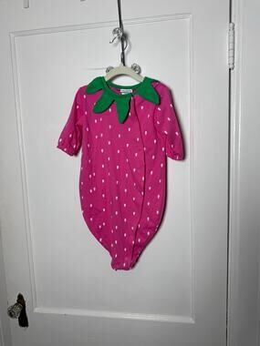 Vintage 90s Babyworks Strawberry One Piece Infant Gown Sleeper